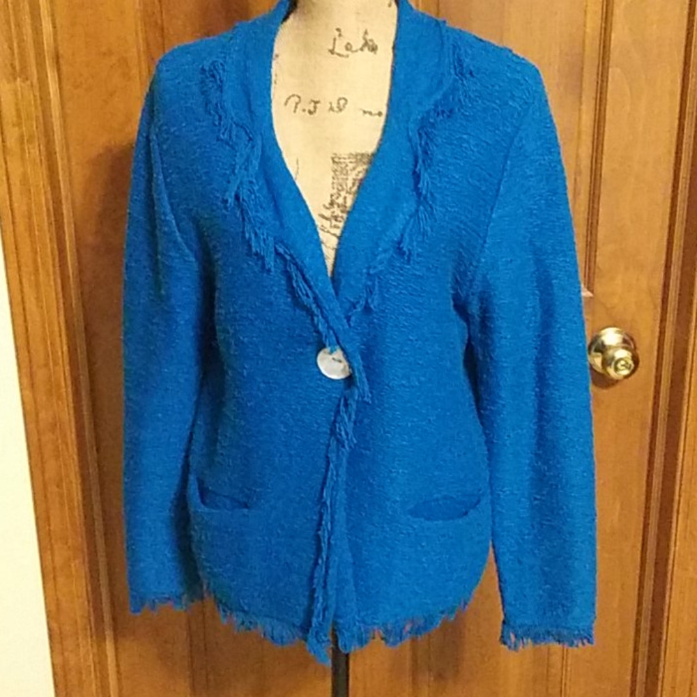 Chicos textured yarn fringed cardigan